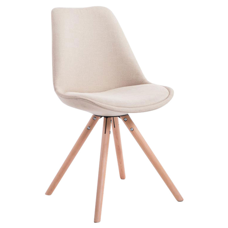 Silla visita Toulouse Rund en Tela Crema,Natural (roble)