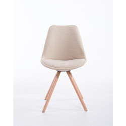 Silla visita Toulouse Rund en Tela Crema,Natural (roble)