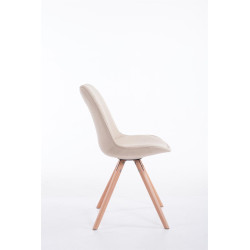 Silla visita Toulouse Rund en Tela Crema,Natural (roble)