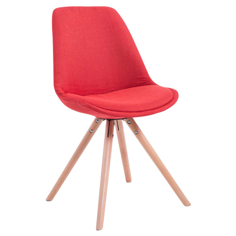 Silla visita Toulouse Rund en Tela Rojo,Natural (roble)