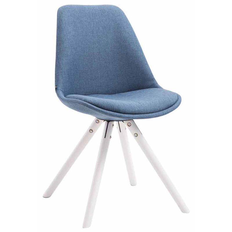 Silla visita Toulouse Rund en Tela Azul,Blanco (roble)