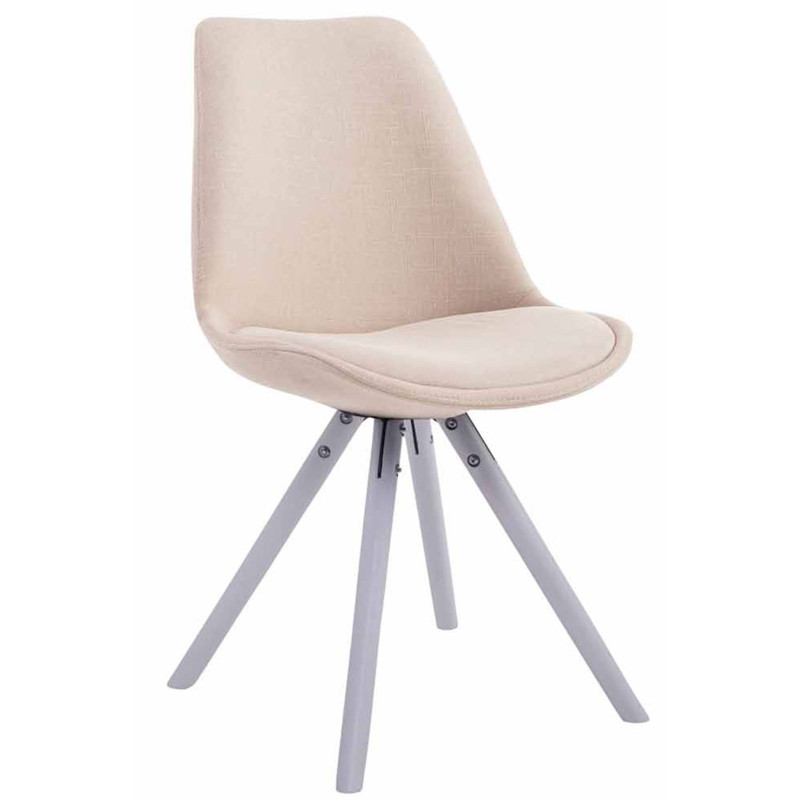 Silla visita Toulouse Rund en Tela Crema,Blanco (roble)