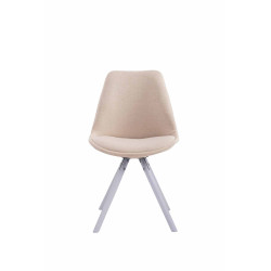 Silla visita Toulouse Rund en Tela Crema,Blanco (roble)