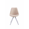 Silla visita Toulouse Rund en Tela Crema,Blanco (roble)