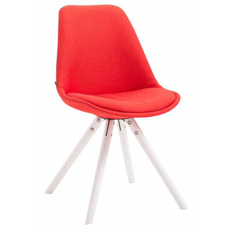 Silla visita Toulouse Rund en Tela Rojo,Blanco (roble)