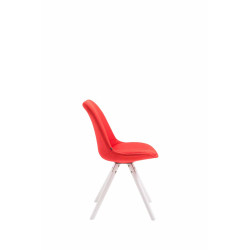 Silla visita Toulouse Rund en Tela Rojo,Blanco (roble)