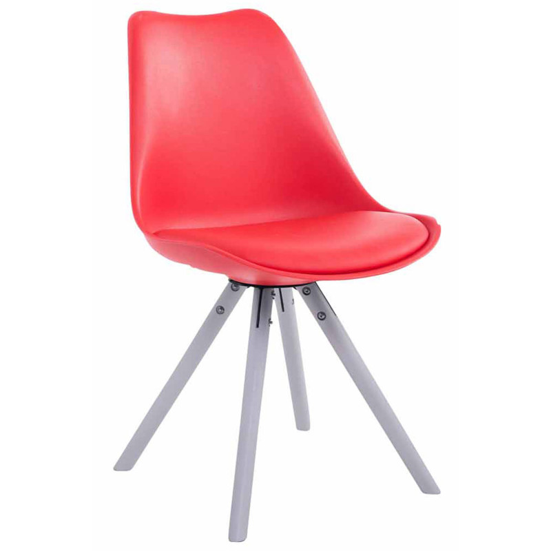 Silla visita Toulouse Rund Rojo,Blanco (roble)