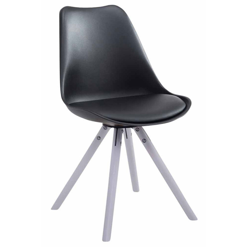 Silla visita Toulouse Rund Negro,Blanco (roble)