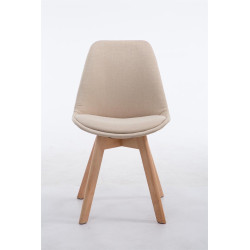 Silla De Comedor Borneo V2 En Tela Crema,Natural (roble)