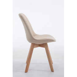 Silla De Comedor Borneo V2 En Tela Crema,Natural (roble)