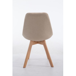 Silla De Comedor Borneo V2 En Tela Crema,Natural (roble)