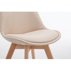 Silla De Comedor Borneo V2 En Tela Crema,Natural (roble)