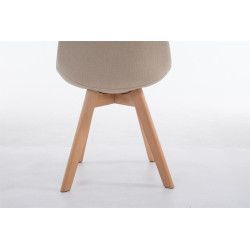 Silla De Comedor Borneo V2 En Tela Crema,Natural (roble)