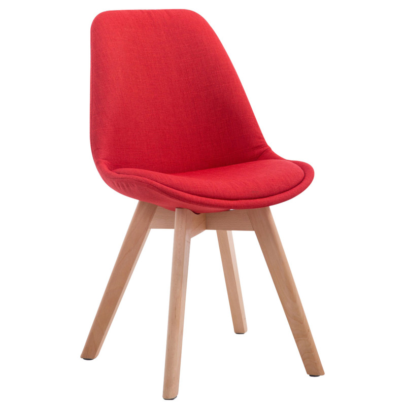 Silla De Comedor Borneo V2 En Tela Rojo,Natural (roble)