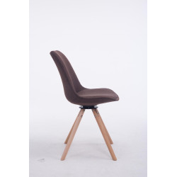 Silla para visitas Troyes Rund en Tela Marrón,Natural (roble)