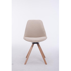Silla para visitas Troyes Rund en Tela Crema,Natural (roble)