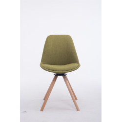 Silla para visitas Troyes Rund en Tela Verde,Natural (roble)