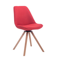 Silla para visitas Troyes Rund en Tela Rojo,Natural (roble)