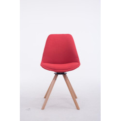 Silla para visitas Troyes Rund en Tela Rojo,Natural (roble)