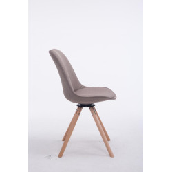 Silla para visitas Troyes Rund en Tela Gris topo,Natural (roble)