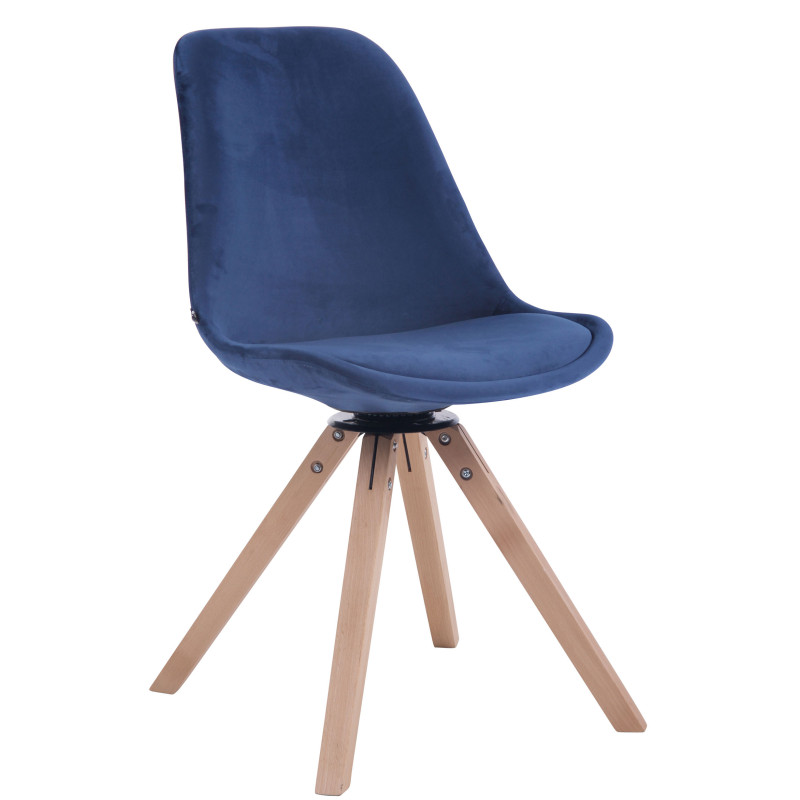 Silla Troyes Square En Terciopelo Natural (roble),Azul