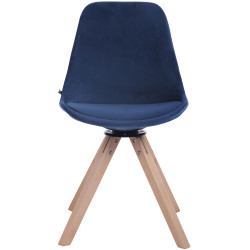 Silla Troyes Square En Terciopelo Natural (roble),Azul