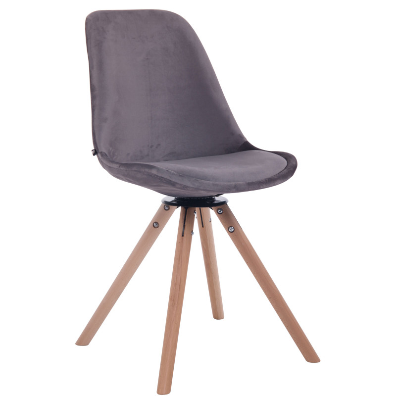 Silla Troyes Rund En Terciopelo Natural (roble),Gris oscuro