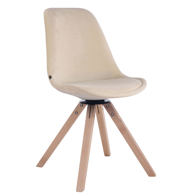 Silla Troyes Square En Terciopelo Natural,Crema
