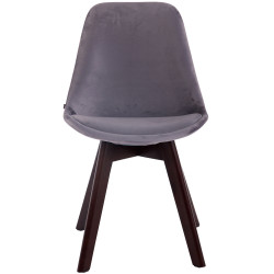 Silla Comedor Borneo V2 En Terciopelo Gris oscuro,Nogal