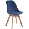 Silla Comedor Borneo V2 En Terciopelo Azul,Natural (roble)