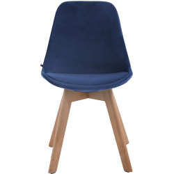 Silla Comedor Borneo V2 En Terciopelo Azul,Natural (roble)