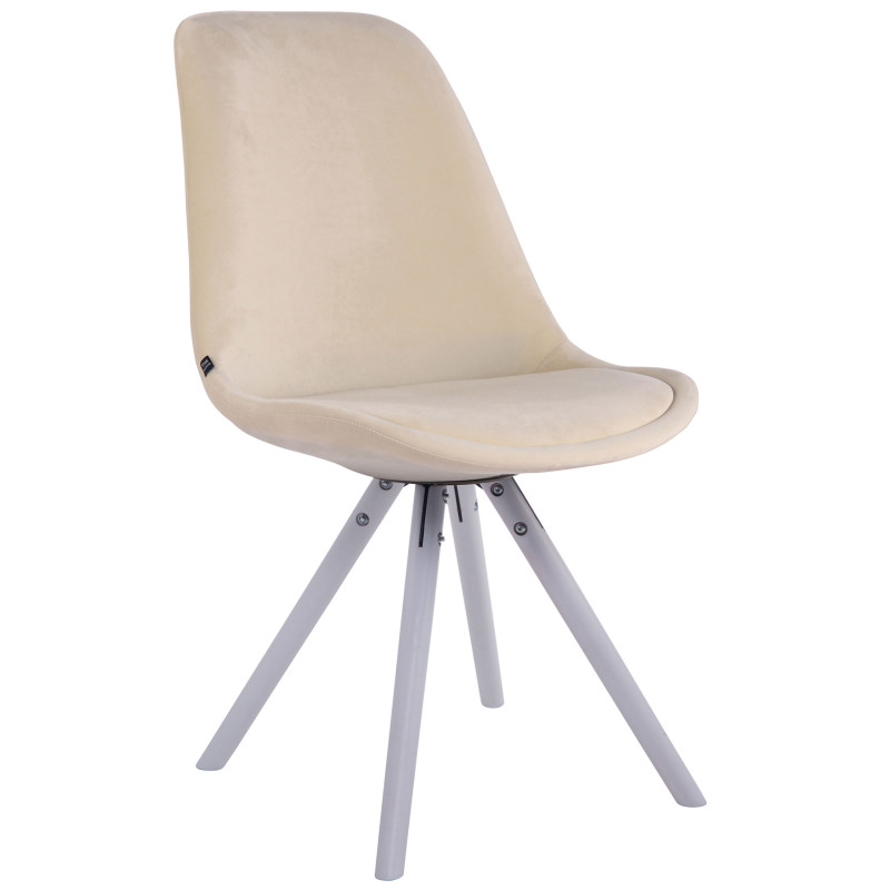 Silla De Visita Toulouse Rund En Terciopelo Crema,Blanco