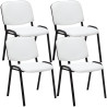 Set De 4 Sillas De Reuniones Ken En Cuero PU Blanco