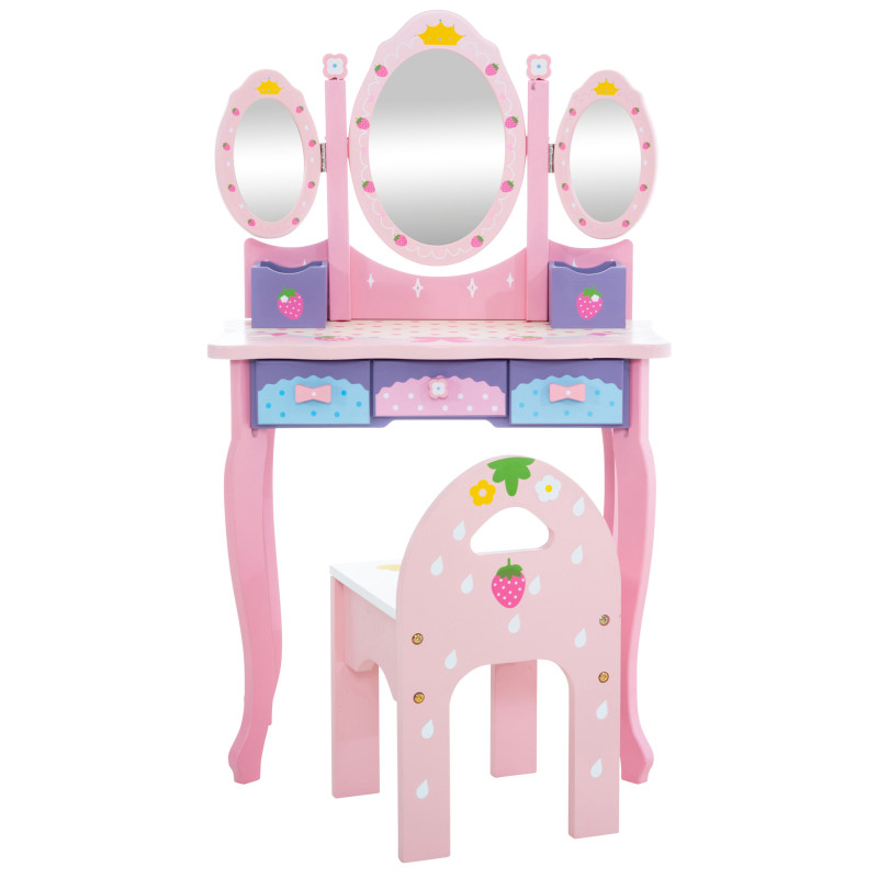 Tocador Infantil Emilia Con Silla Rosado