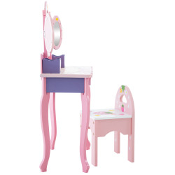 Tocador Infantil Emilia Con Silla Rosado