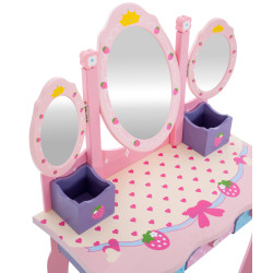 Tocador Infantil Emilia Con Silla Rosado