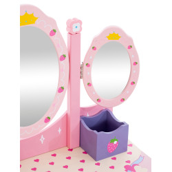 Tocador Infantil Emilia Con Silla Rosado