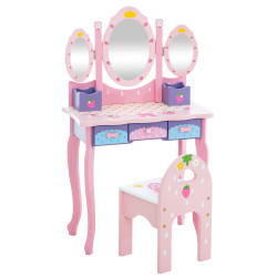 Tocador Infantil Emilia Con Silla Rosado