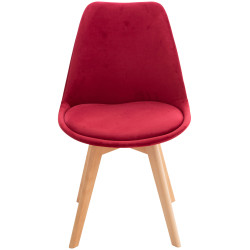 Silla Linares En Estilo Nórdico Rojo,Terciopelo