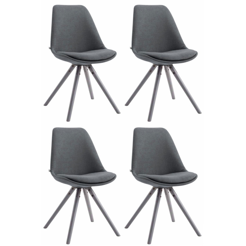 4er Set Stühle Toulouse Stoff Rund grau