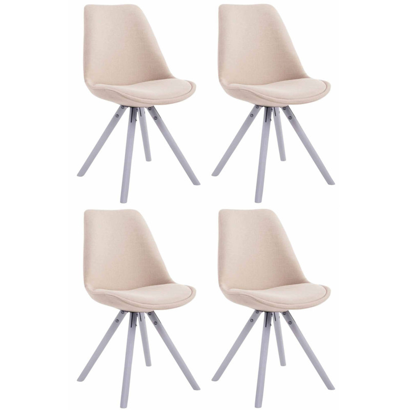 4er Set Stühle Toulouse Stoff Rund weiß