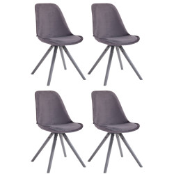 4er Set Stühle Toulouse Samt Rund grau