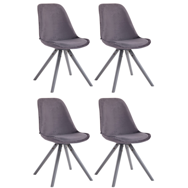 4er Set Stühle Toulouse Samt Rund grau