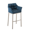 Taburete De Bar Damaso En Tela & Con Base De 4 Pies Azul,Acero inoxidable