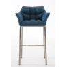 Taburete De Bar Damaso En Tela & Con Base De 4 Pies Azul,Acero inoxidable