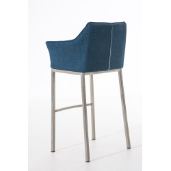 Taburete De Bar Damaso En Tela & Con Base De 4 Pies Azul,Acero inoxidable