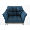Taburete De Bar Damaso En Tela & Con Base De 4 Pies Azul,Acero inoxidable