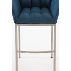Taburete De Bar Damaso En Tela & Con Base De 4 Pies Azul,Acero inoxidable