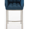 Taburete De Bar Damaso En Tela & Con Base De 4 Pies Azul,Acero inoxidable