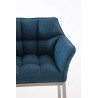 Taburete De Bar Damaso En Tela & Con Base De 4 Pies Azul,Acero inoxidable